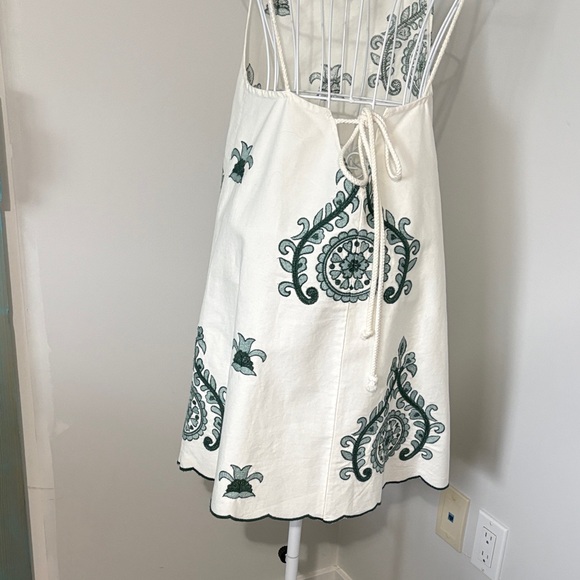 Zara White Mini Dress with Teal Embroidery - Picture 6 of 9